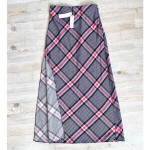 Fleur du Mal Plaid Midi Skirt - Red and Blue